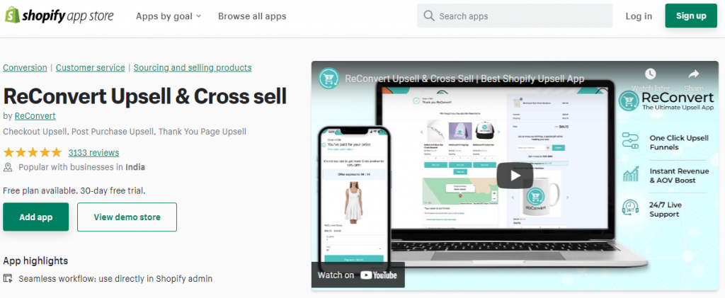 Reconvert Upsell and Cross-sell Shopify Upsell Apps 